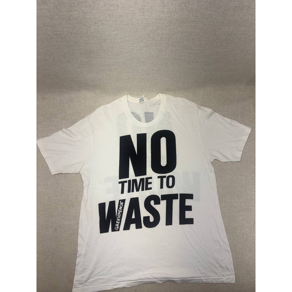 Vintage Greenpeace No Time To Waste T-Shirt XL White Hering Supatees 90s Graphic